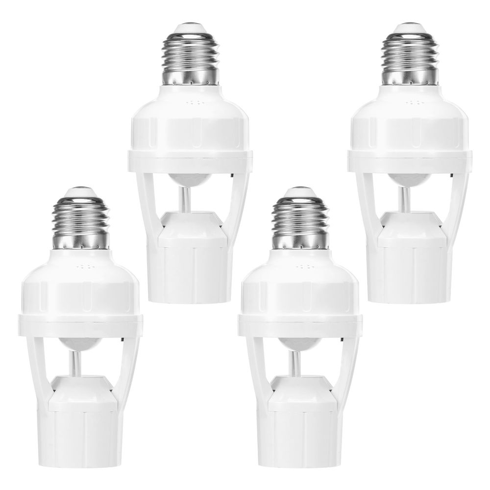4 Pcs Motion Sensor Light Socket Smart Screw in Light Bulb Outlet Easy to Install for Basement Pantry Room Storage Room Garage