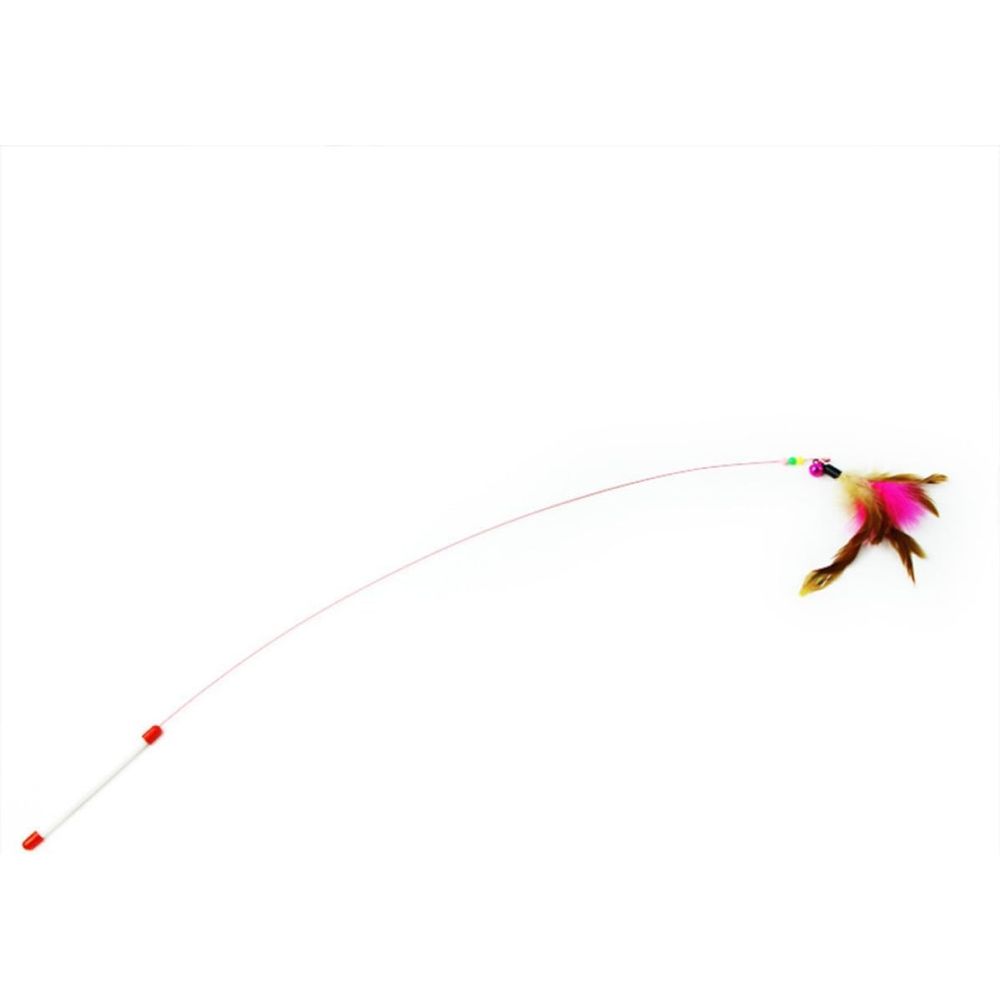 2-Piece Cat Teaser Stick with Steel Wire, Interactive Wand for Indoor Play