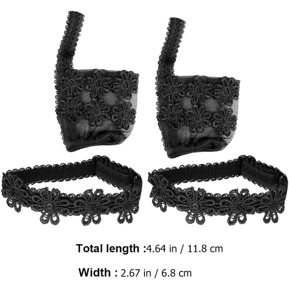 2 Pairs High Heels Shoe Straps Lace Elastic Anti-Slip Secure Fit Black