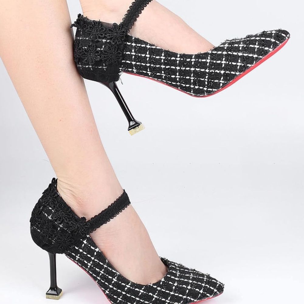 2 Pairs High Heels Shoe Straps Lace Elastic Anti-Slip Secure Fit Black