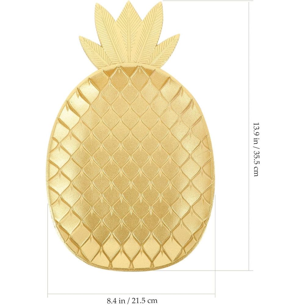 Wooden Serving Tray Large Golden Pineapple for Home Snacks and Fruit Display