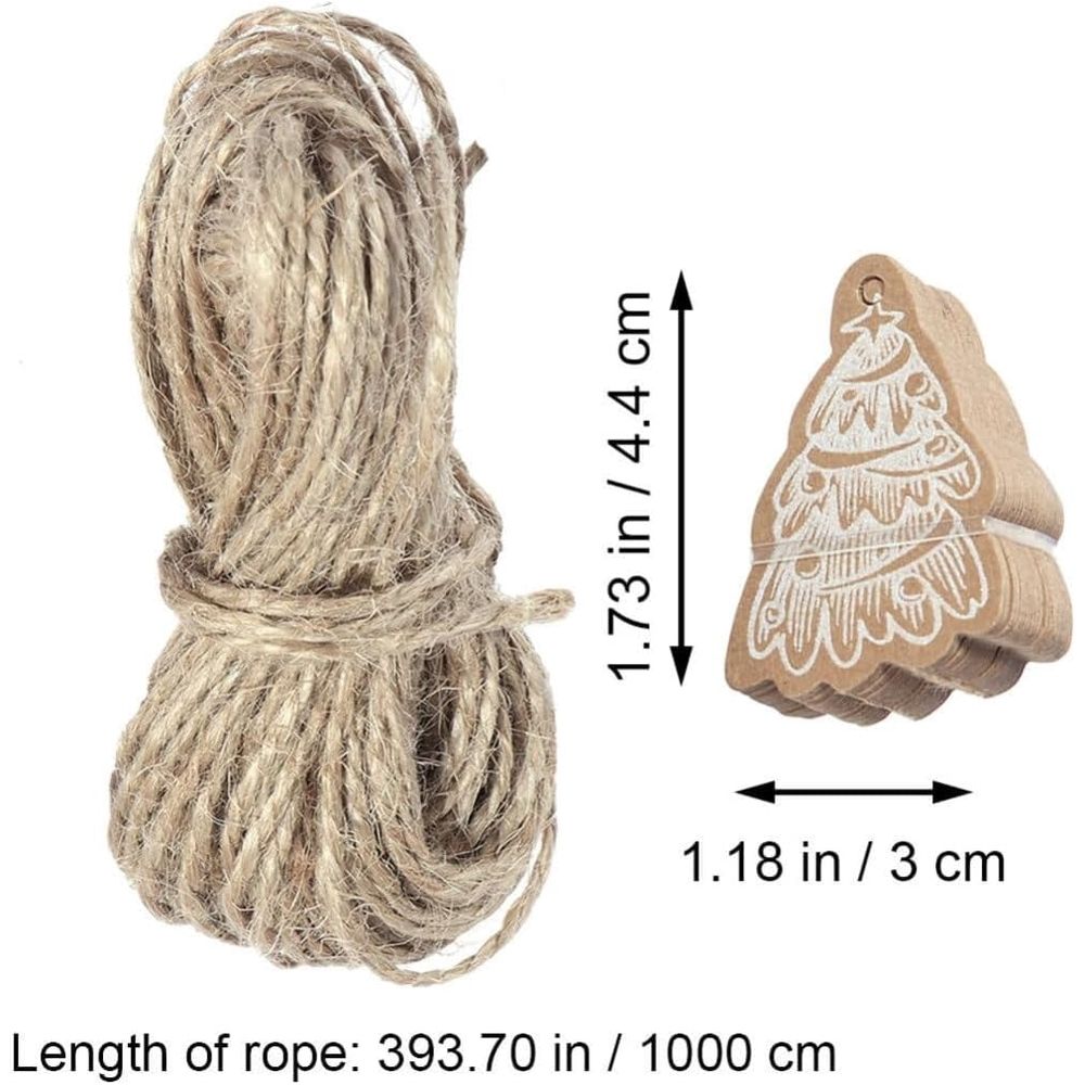 50 Pcs Christmas Series Hanging Tags with 10m String Xmas, Baking Food Package Tags for Wedding Party, Vintage Style, Includes 10m String