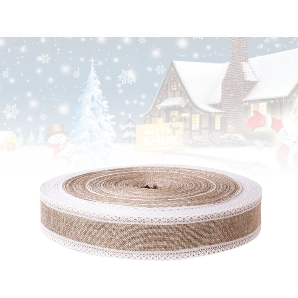 Christmas Decorative Ribbon Roll for Wrapping Handmade Crafts, Imitation Linen Smooth Texture Simple Stylish Elegant Craft, Packing Bow Accessory