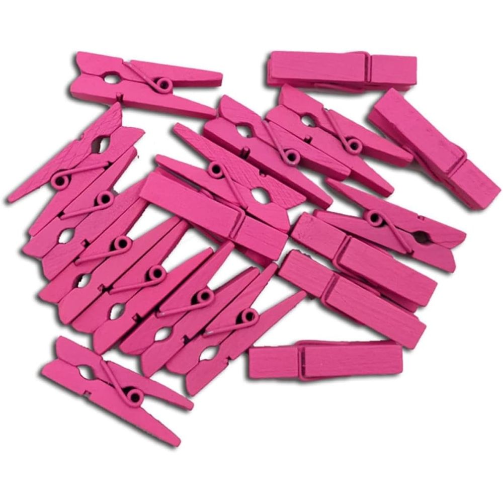 100PCS Colored Wooden Clips, Mini Natural Wood Metal Photo Hanging Clips, Compact Size for Cards, Collages, and Displays