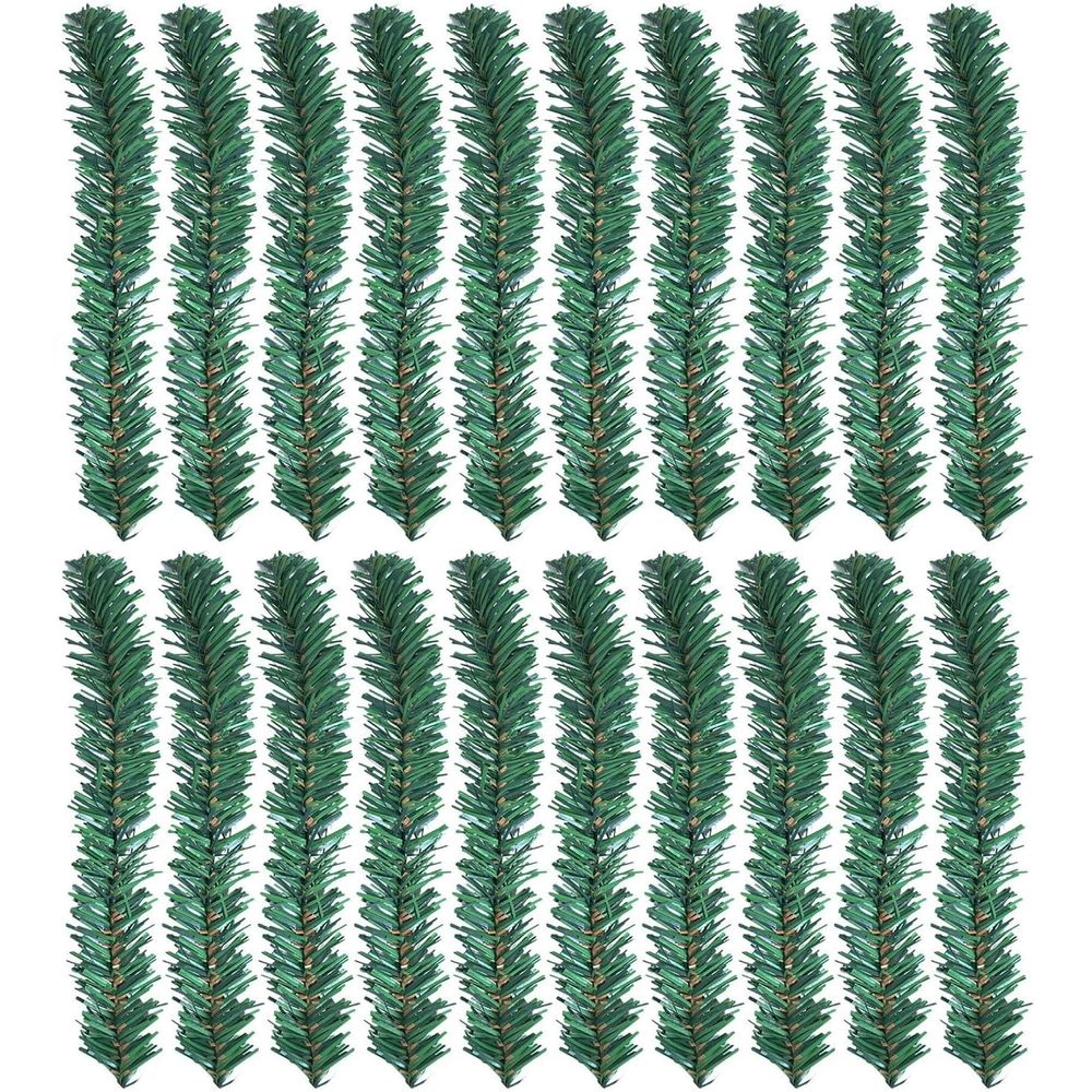 24pcs Faux Pine Stems Green PVC Flexible Twist Ties, 12 Inch for Christmas Decor Garland