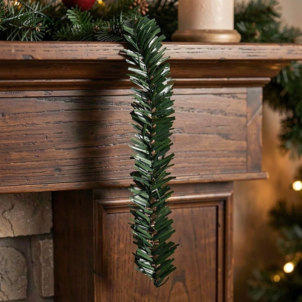 24pcs Faux Pine Stems Green PVC Flexible Twist Ties, 12 Inch for Christmas Decor Garland