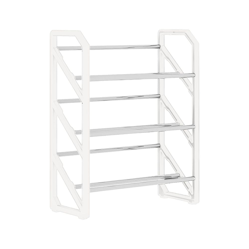 3-Tier Shoe Rack Storage, Stainless Steel Shoe Organizer Stand, Angled Stackable Shoe Rack Shelf up to 6 Pairs, Shoe Tower for High Heels Sneakers, Shoe Rack for Closet Entryway (Black)