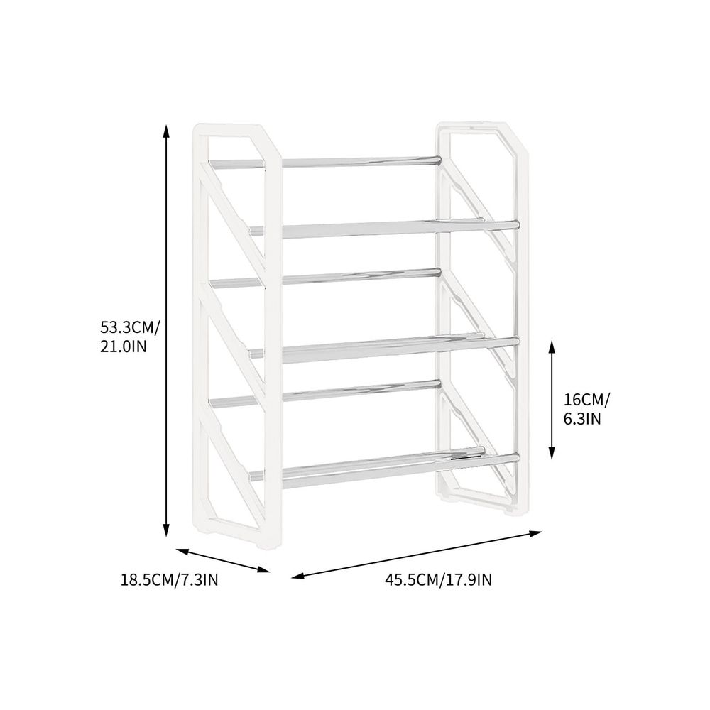 3-Tier Shoe Rack Storage, Stainless Steel Shoe Organizer Stand, Angled Stackable Shoe Rack Shelf up to 6 Pairs, Shoe Tower for High Heels Sneakers, Shoe Rack for Closet Entryway (Black)