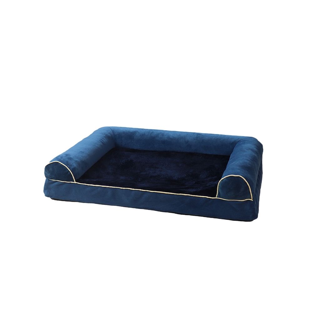 Cooling Dog Bed for Medium/Small Dogs, Dogs Pets Couch with Removable & Washable Cover, Plush & Suede Pet Sofa, Cats Bed with Non-Slip Bottom, Small (Navy)