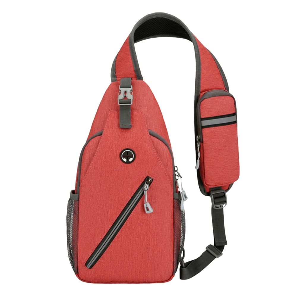 Sling Backpack, Small Sling Bag with Phone Holder on Strap, Hiking Daypack Chest Bag, Travel Shoulder Bags, Sling Backpack with Anti-theft Pocket, Red (A)