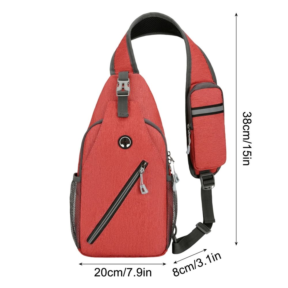 Sling Backpack, Small Sling Bag with Phone Holder on Strap, Hiking Daypack Chest Bag, Travel Shoulder Bags, Sling Backpack with Anti-theft Pocket, Red (A)