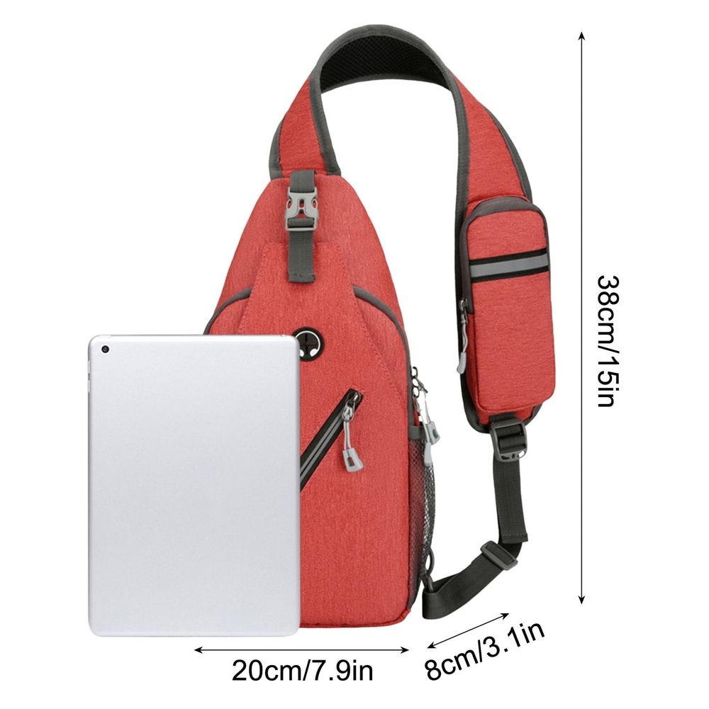 Sling Backpack, Small Sling Bag with Phone Holder on Strap, Hiking Daypack Chest Bag, Travel Shoulder Bags, Sling Backpack with Anti-theft Pocket, Red (A)