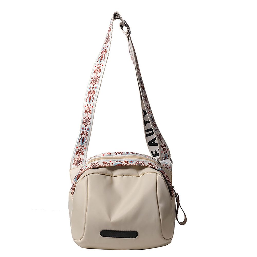 Crossbody Bags for Women, Nylon Fabric Shoulder Handbags with Zipper, Crossbody Purses for Women with Adjustable Wide Strap, Small Lightweight Crossbody Bag for Outdoor Travel, Beige