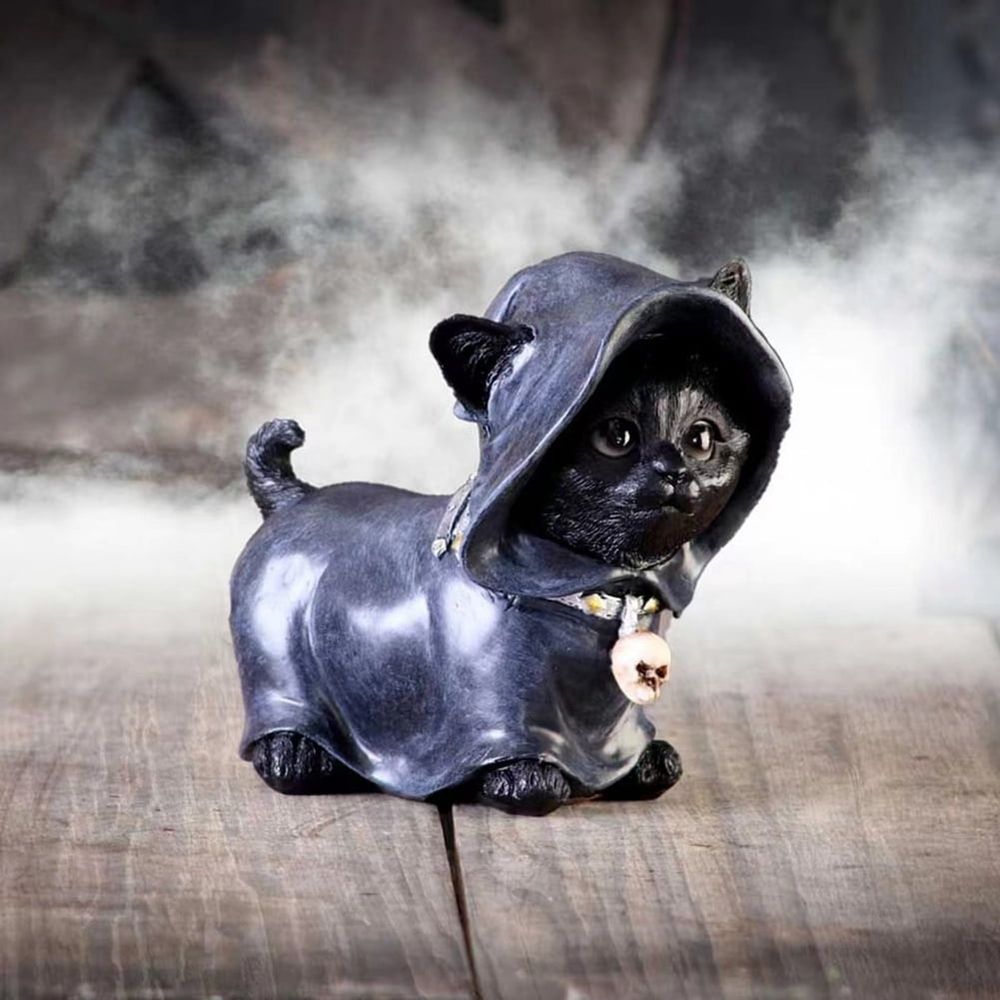 Halloween Cat Cape Statue, Cat Skull Pendant Statue, Cat Statue, Halloween Home Desktop Decoration