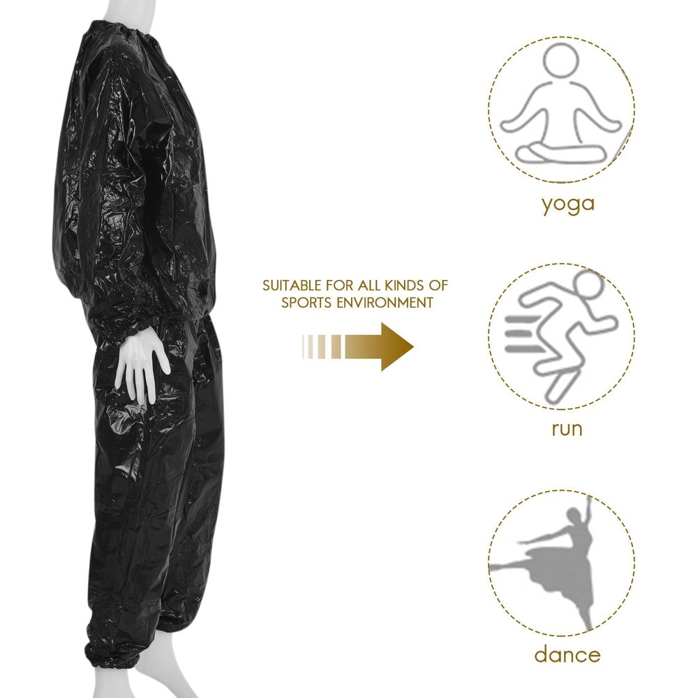 Heavy Duty Fitness Weight Loss Sweat Sauna Suit Exercise Gym Anti-Rip Black XXXL