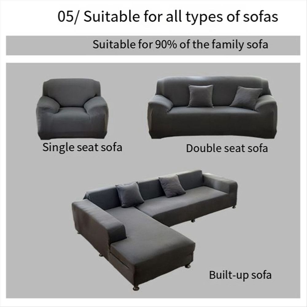 Sofa Cover for Corner L-Shaped Sectional Elastic Gray Pet Friendly Slipcover Armrest,3 Seater