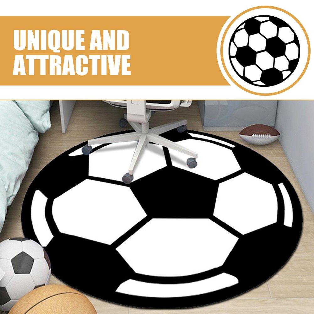 Round Football Rug, Polyester Sports Mat, Game Day Decor for Enthusiasts, 1 Piece