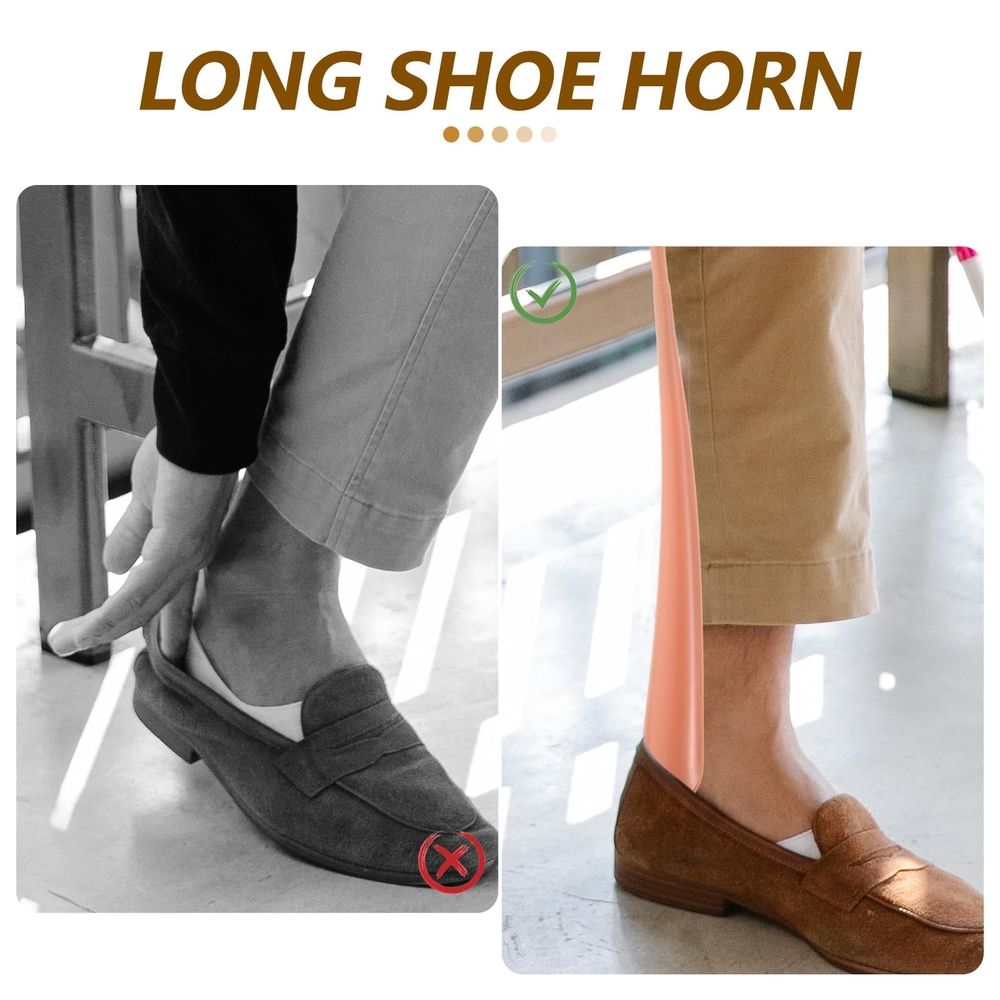 Pink Long Handle Plastic Shoehorn Portable Design for Easy Shoe Wearing Assistance