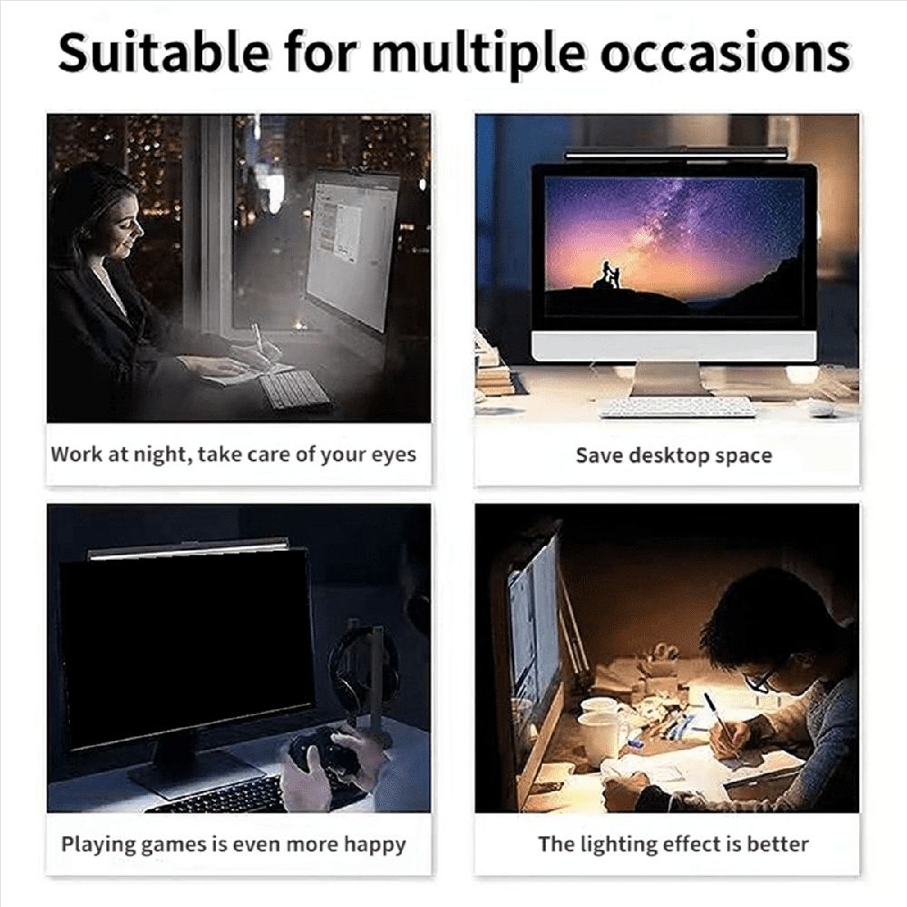 2X Monitor Light Bar, LED Desk Lamp Dimmable Computer Lamp Eye-Caring Lamp USB Reading Light Backlight Screen Light Bar