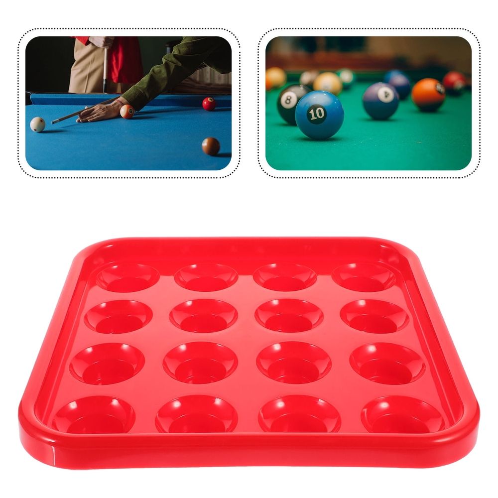 Red Plastic Billiard Cue Holder Tray for Pool Table Accessories, Game Room Organizer and Storage Solution