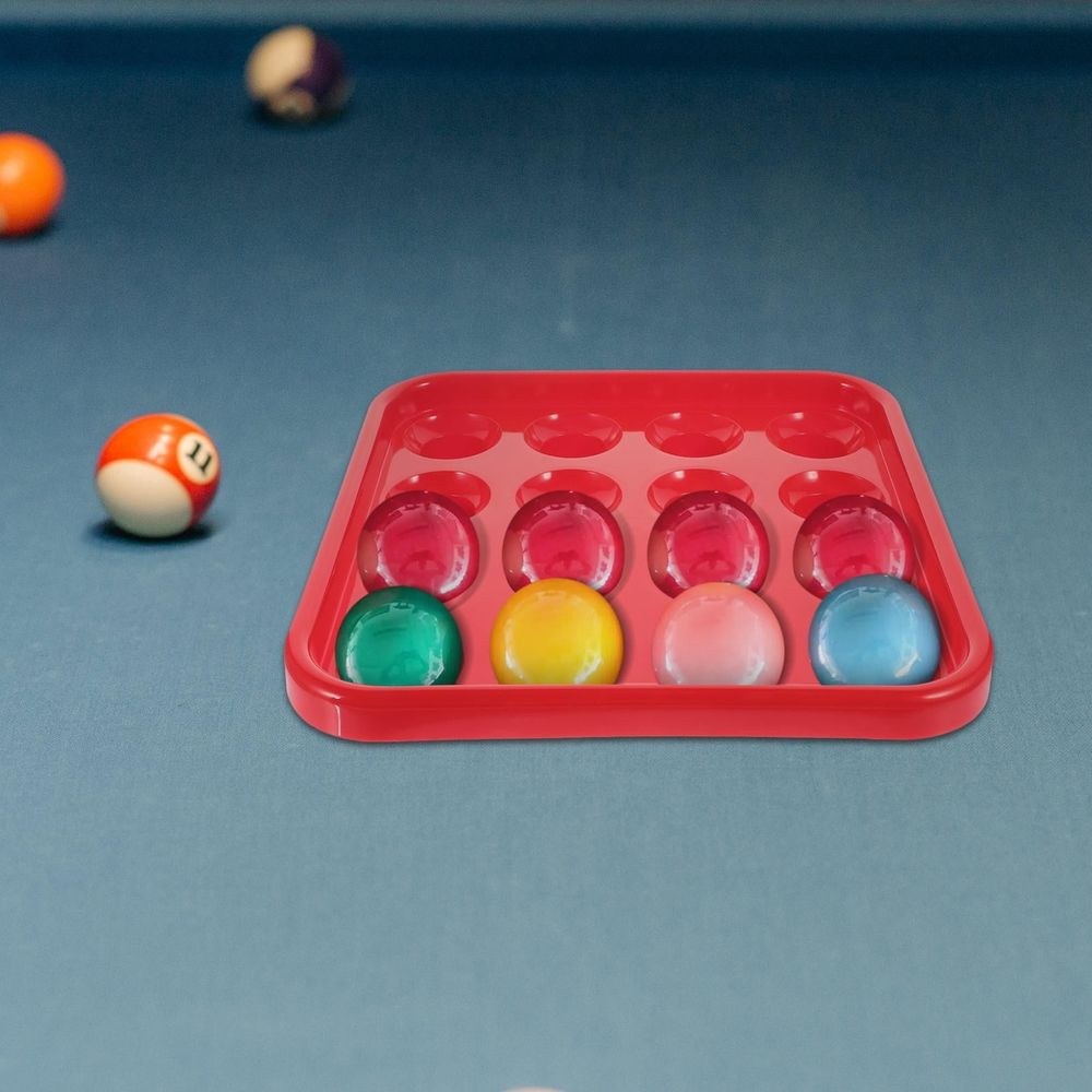 Red Plastic Billiard Cue Holder Tray for Pool Table Accessories, Game Room Organizer and Storage Solution