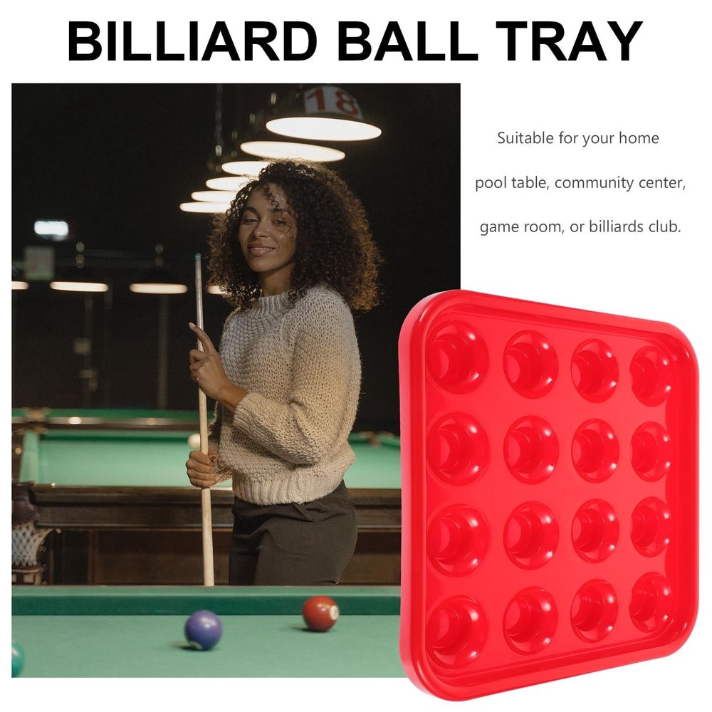 Red Plastic Billiard Cue Holder Tray for Pool Table Accessories, Game Room Organizer and Storage Solution
