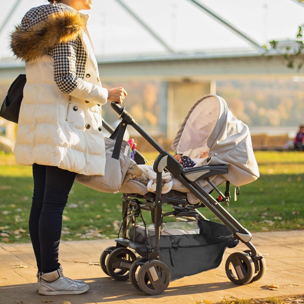 Black Stroller Storage Organizer Bag for Pushchair - Spacious Underseat Carrying Bag, 1 Set