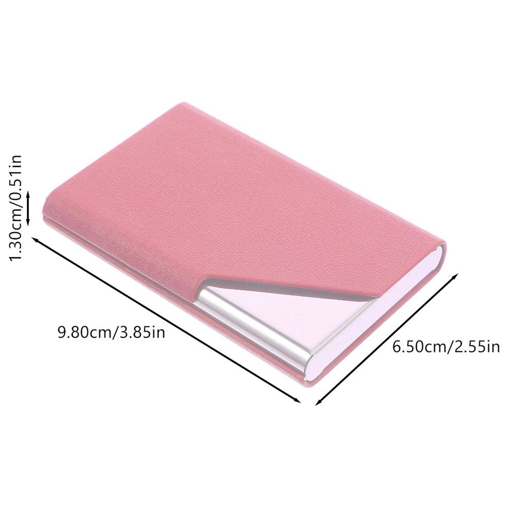 Business Card Holder Metal Card Case Aluminum Alloy for Office Desk Pink