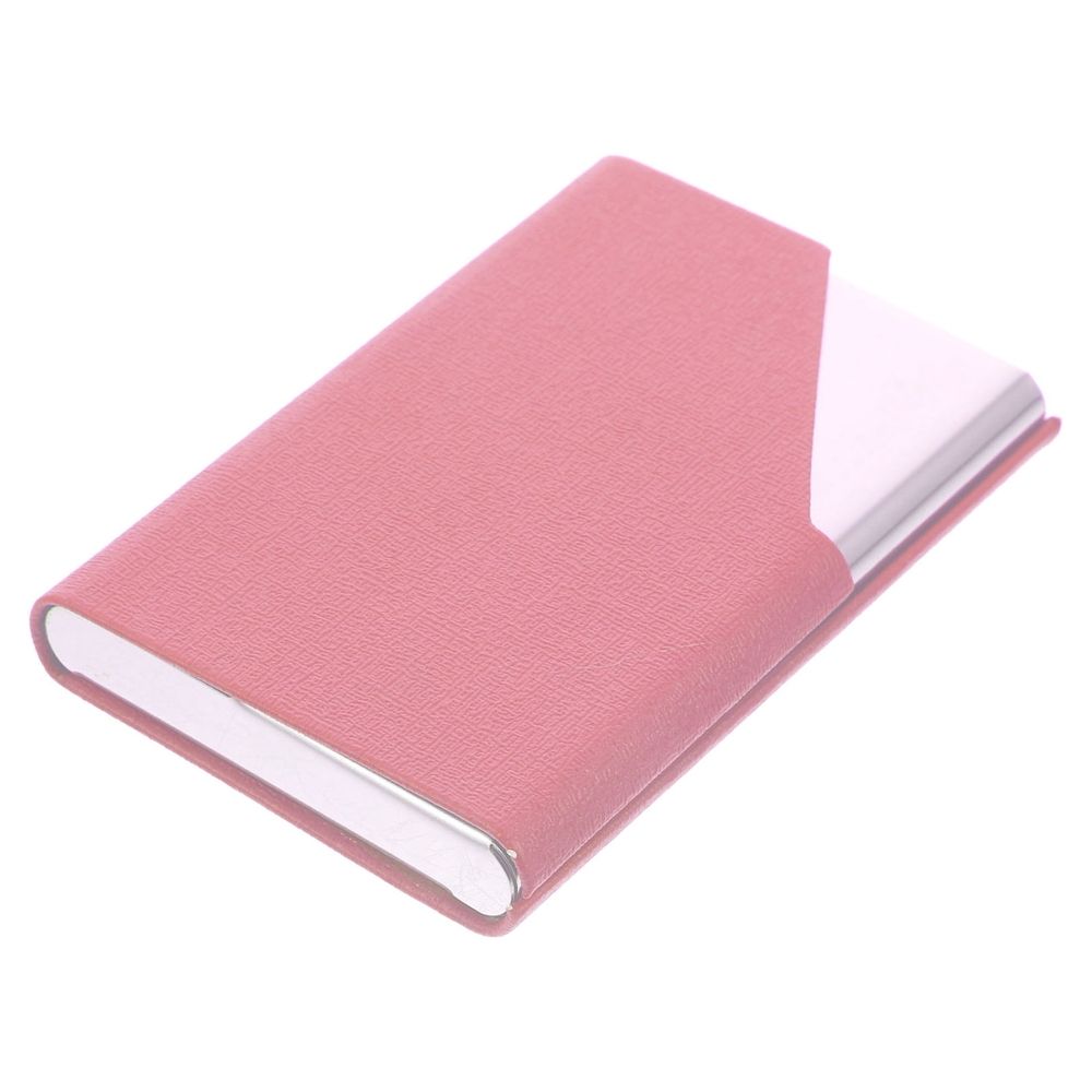 Business Card Holder Metal Card Case Aluminum Alloy for Office Desk Pink