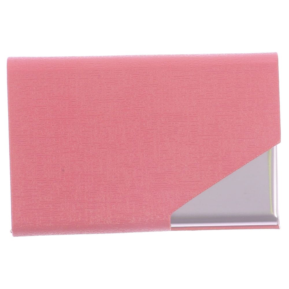 Business Card Holder Metal Card Case Aluminum Alloy for Office Desk Pink