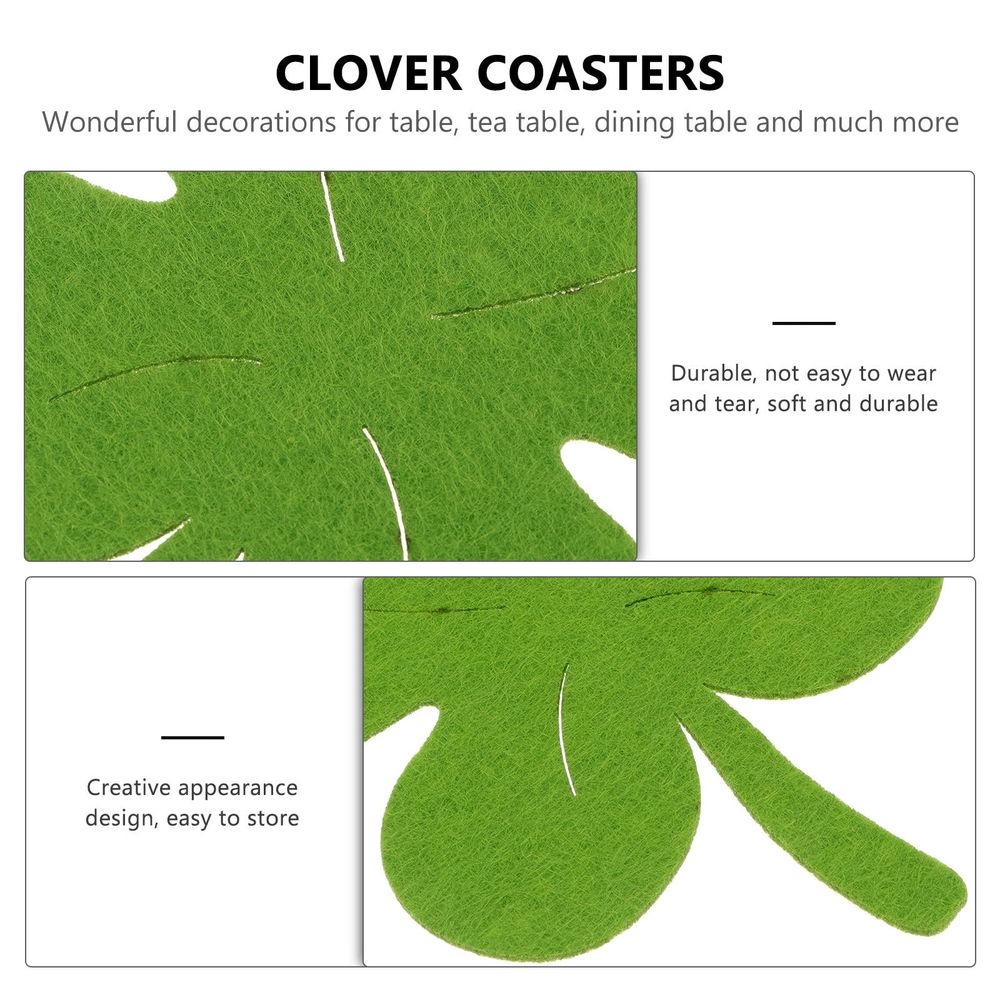 Clover Coasters Green Cloth for Home Table Decorations 12Pcs