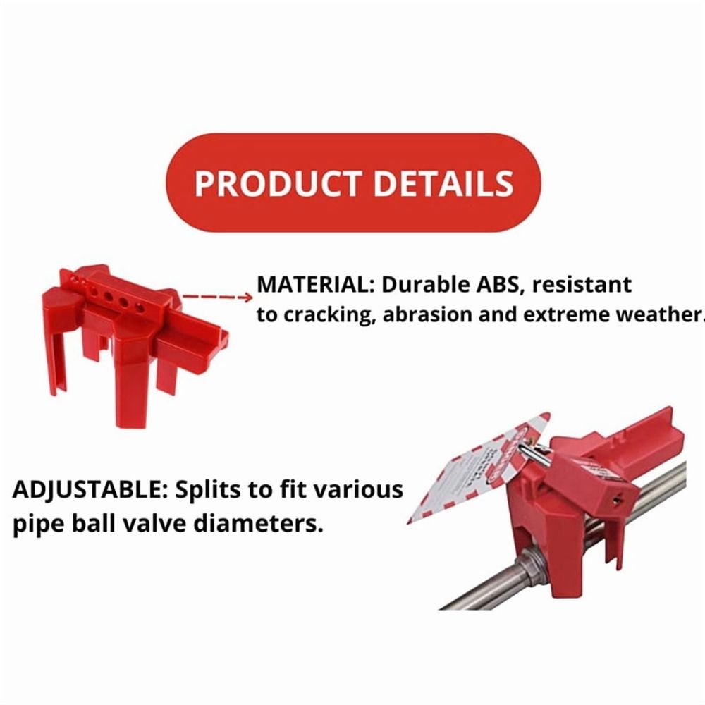2X Ball Valve Lockout with Padlock for 1/2in-2-1/2in Outside Diameter Pipe - Design Prevents Accidental Activation