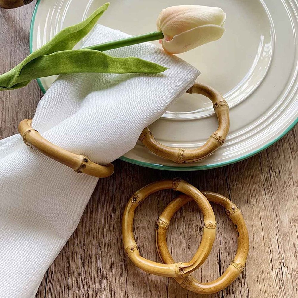 12x Handmade Bamboo Napkin Ring Natural Rustic Napkin Holders Natural Napkin Holder Rings Table