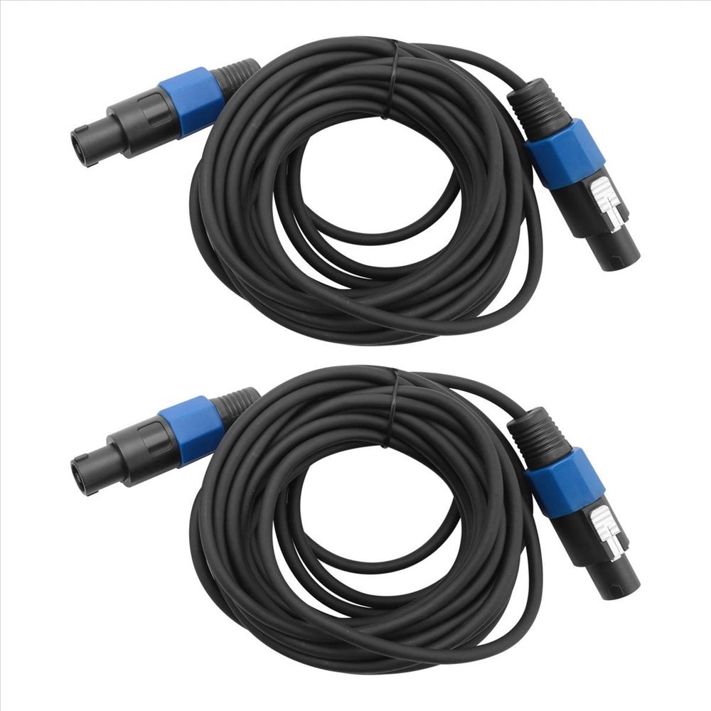 2 Pack 25 Ft Male Speakon to Cables, Professional 12 Gauge AWG Audio Cord DJ Speaker Cable Wire with Twist Lock
