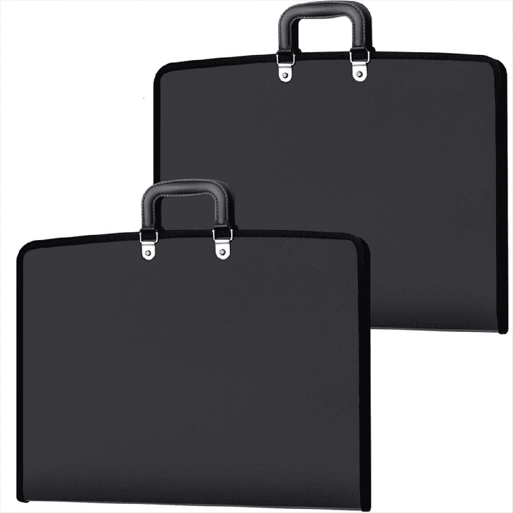 2-Pack 11 X 17 Inch Folders for Artwork Storage with Handles and Zipper Closure, Oxford Cloth Frosted Edges