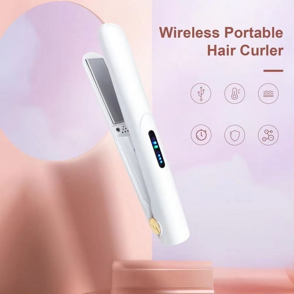 Wireless Hair Curler - USB Rechargeable, Fast Heating, Large Capacity Battery, Portable Mini Curling Iron for Women B
