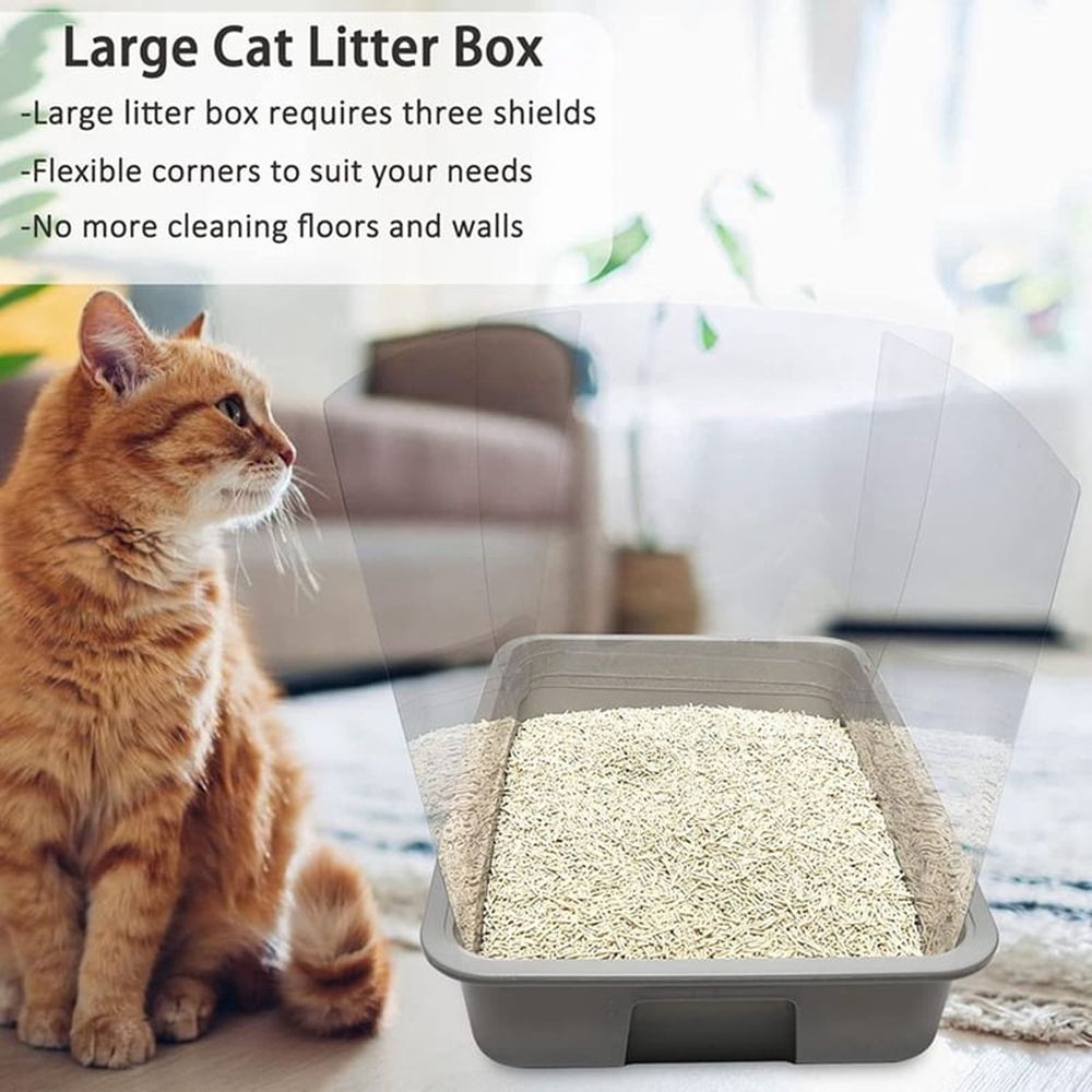 6X Cat Litter Box Pee , High Sided Litter Box Splash Guard, Seamless Urine Leakage Enclosure