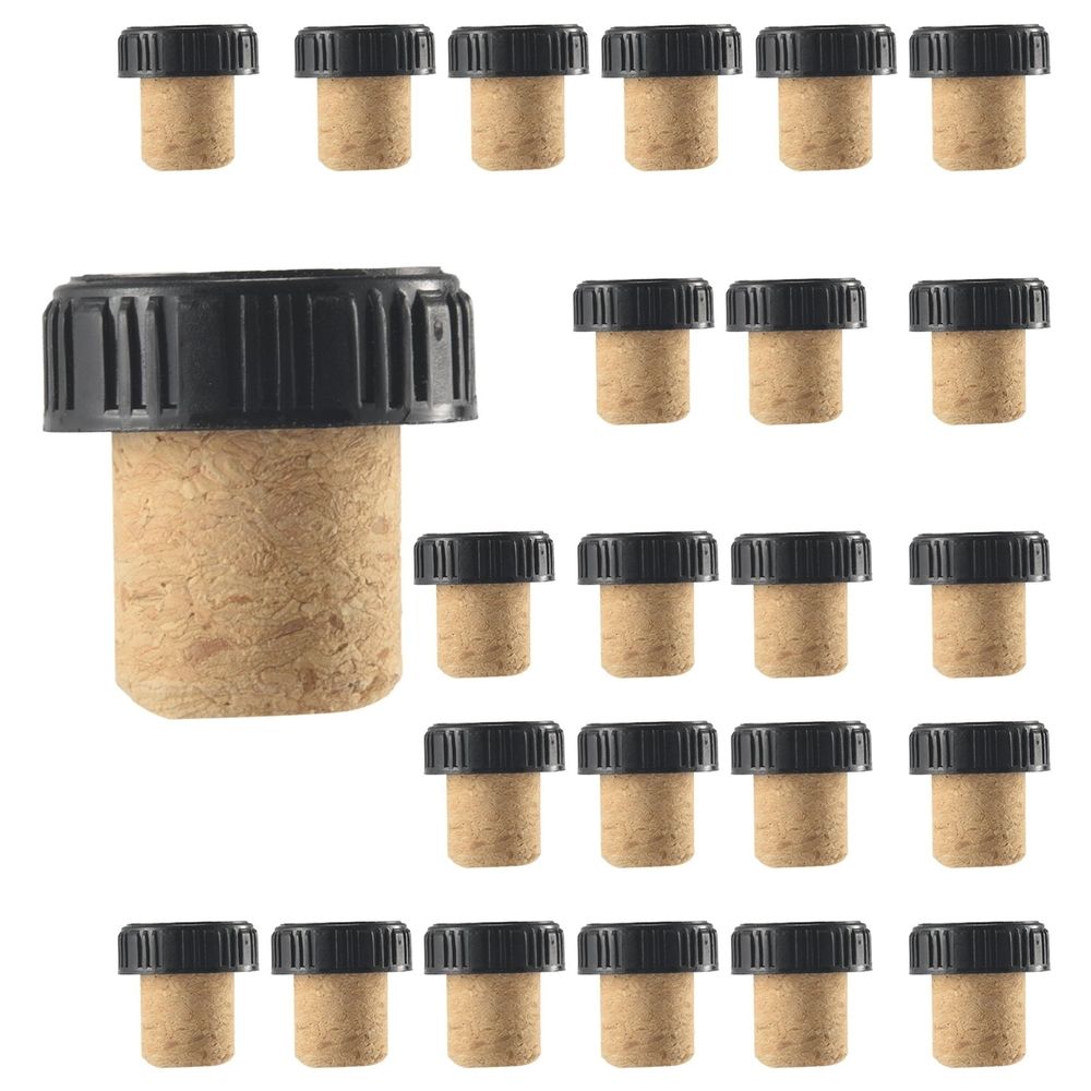 24 Pieces Cork Plugs Cork Stoppers Tasting Corks T-Shape Wine Corks with Top Wooden Wine Bottle 1628