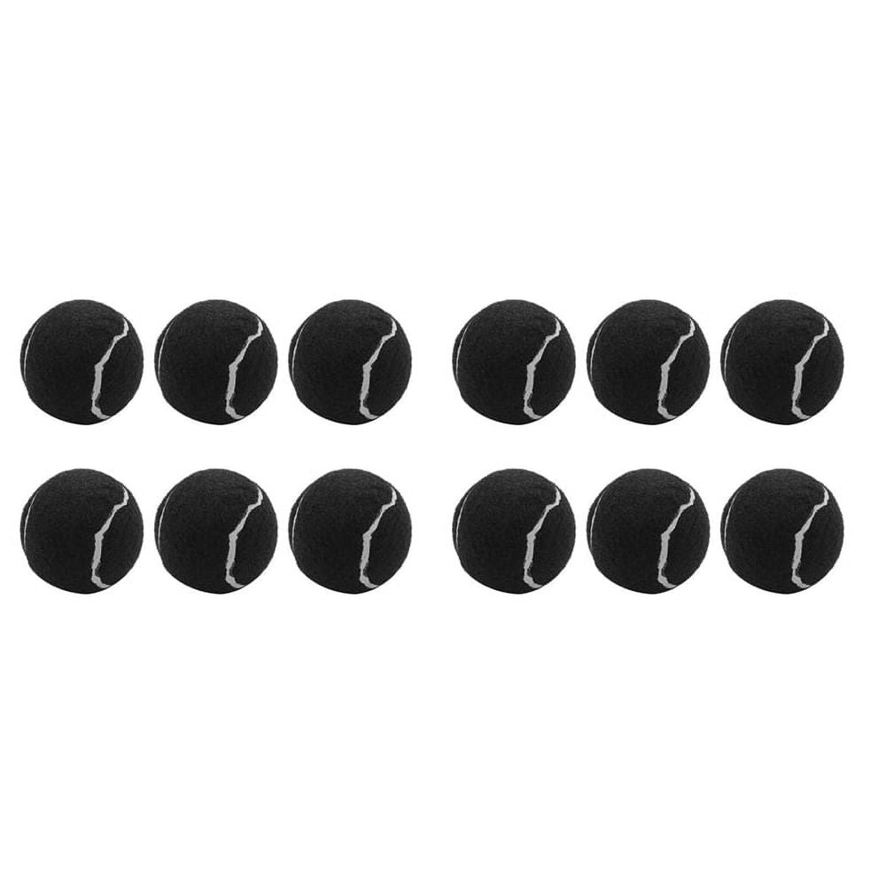 12Pcs Pack Tennis Balls Wear- Elastic Training Balls 66mm Ladies Beginners Practice Tennis ,Black