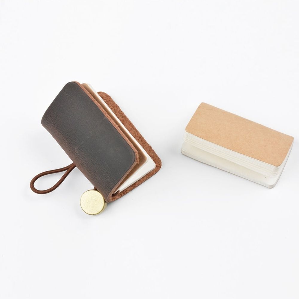 Small Leather Notebook 1.25x1.88Inch Pocket Journal Notepads Refillable Notebook 60 Pages Unlined for Writing Sketching