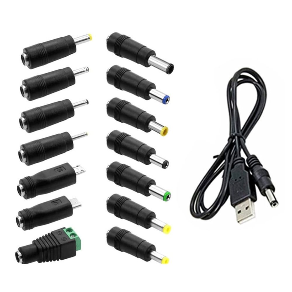 USB to DC5V Charging Cable with 14Adapters for Cameras Mini Fan and More Multiple Devices Power Adapter