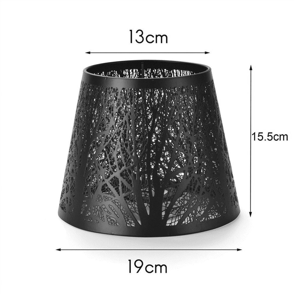 Small Lamp Shade Clip on Bulb, Metal Lampshade with Pattern of Trees for Table Chandelier Wall Lamp White