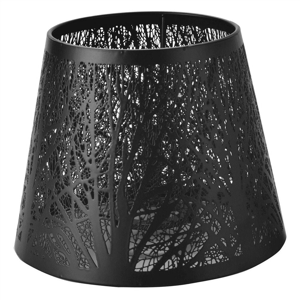 Small Lamp Shade Clip on Bulb, Metal Lampshade with Pattern of Trees for Table Chandelier Wall Lamp White