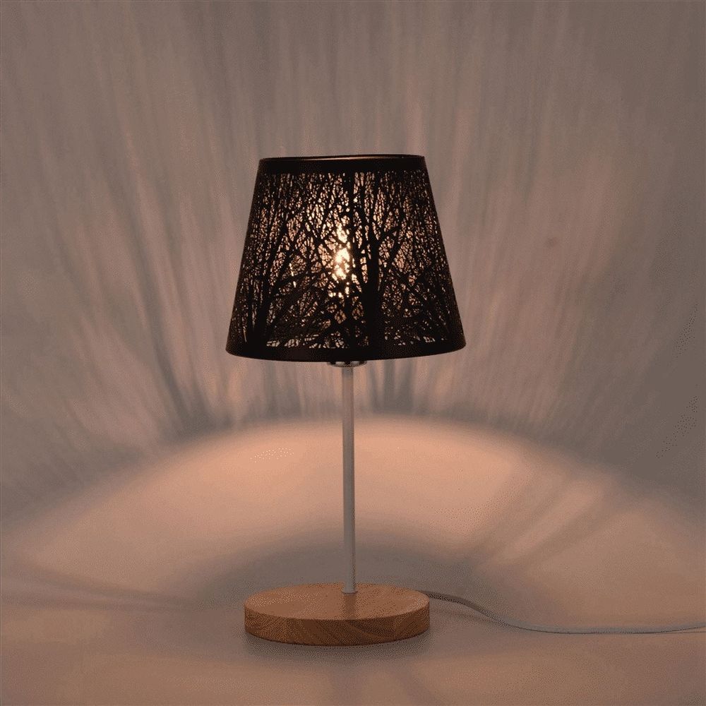 Small Lamp Shade Clip on Bulb, Metal Lampshade with Pattern of Trees for Table Chandelier Wall Lamp White
