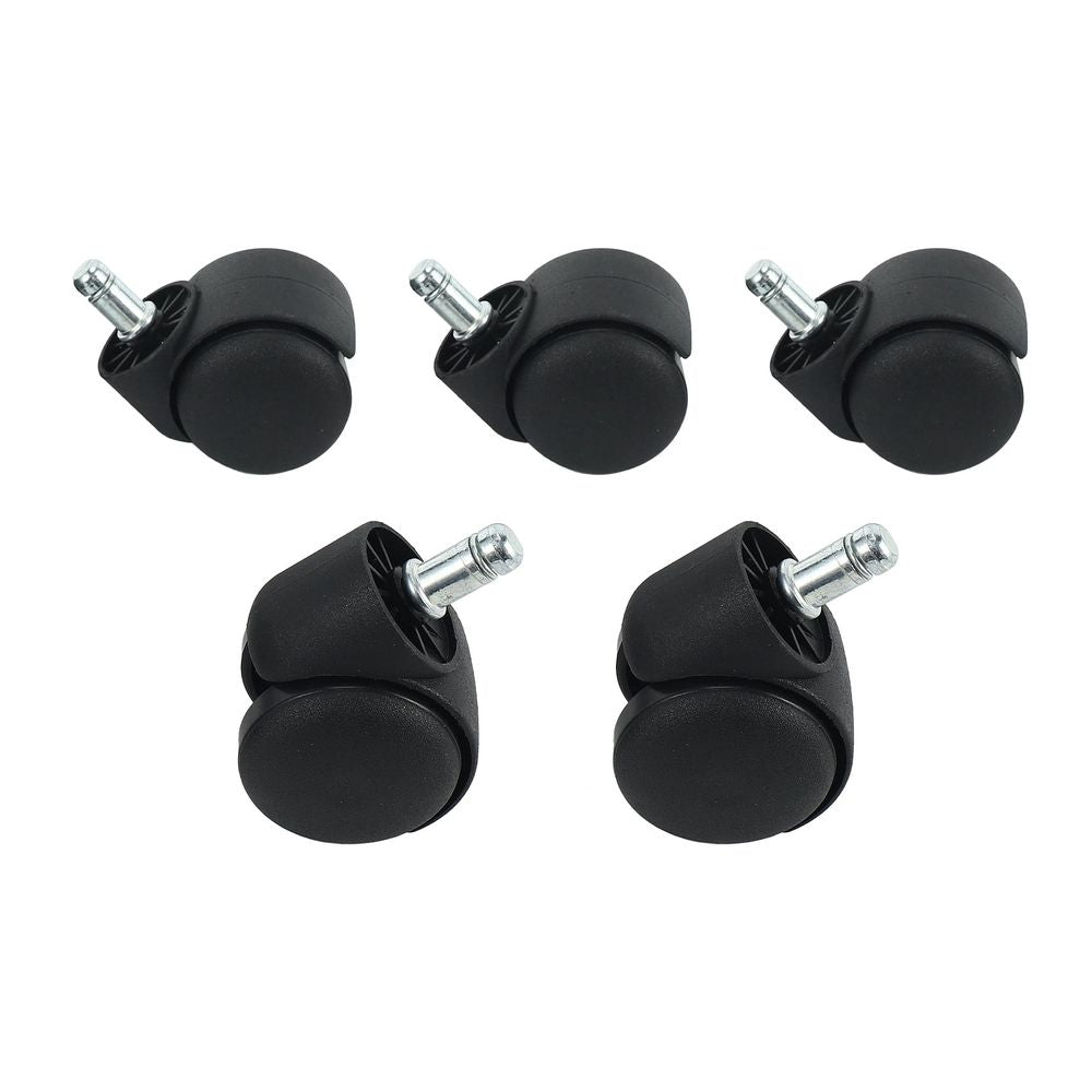 50mm Office Chair Roller Wheels - Set of 5 - Black