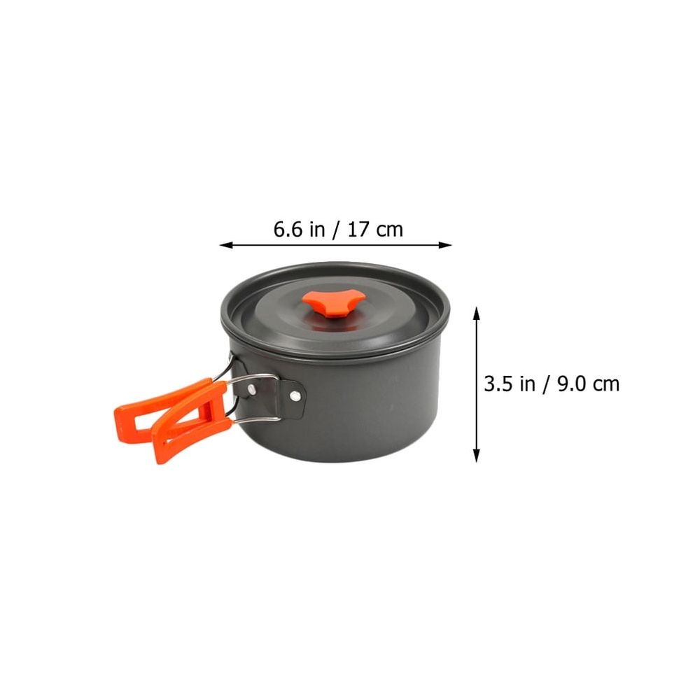 Portable Black Aluminum Camping Cookware Set with Pot, Pan, and Kettle for Outdoor Hiking and Travel