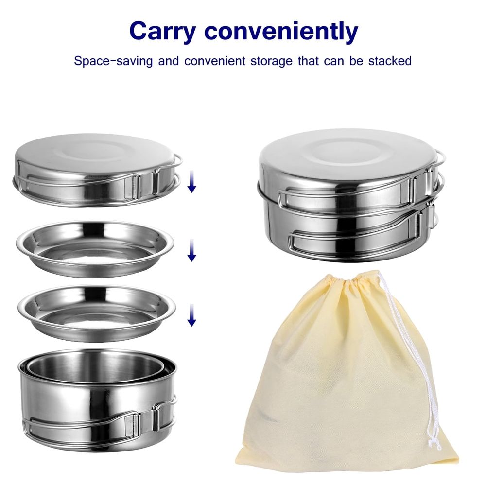 8-Piece Portable Pan Cooking Tool Set with Foldable Lightweight Handles for Outdoor Camping and Backpacking