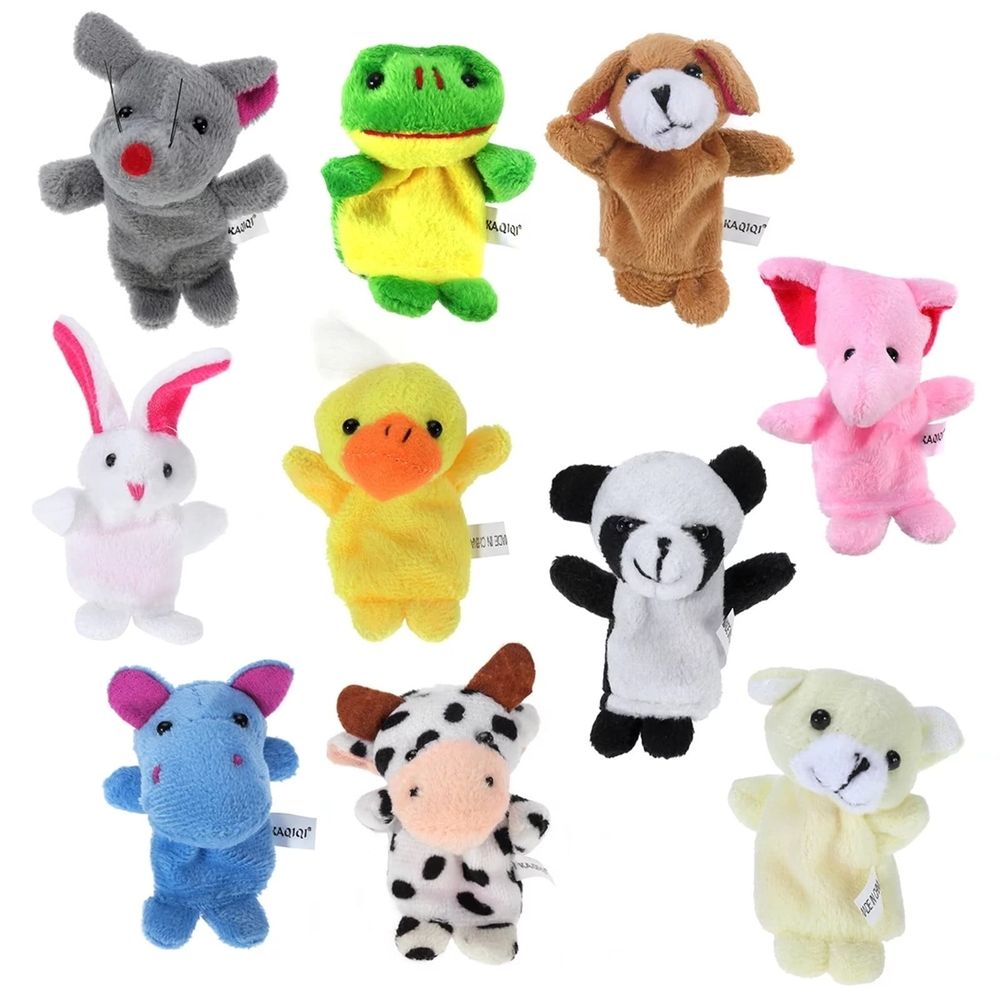 Plush Finger Puppet Set 10 Piece Small Animal Variety Pack Soft Texture Educational Storytelling Accessory Soft Plush Fabric Role Play Classroom Reward Party Favor