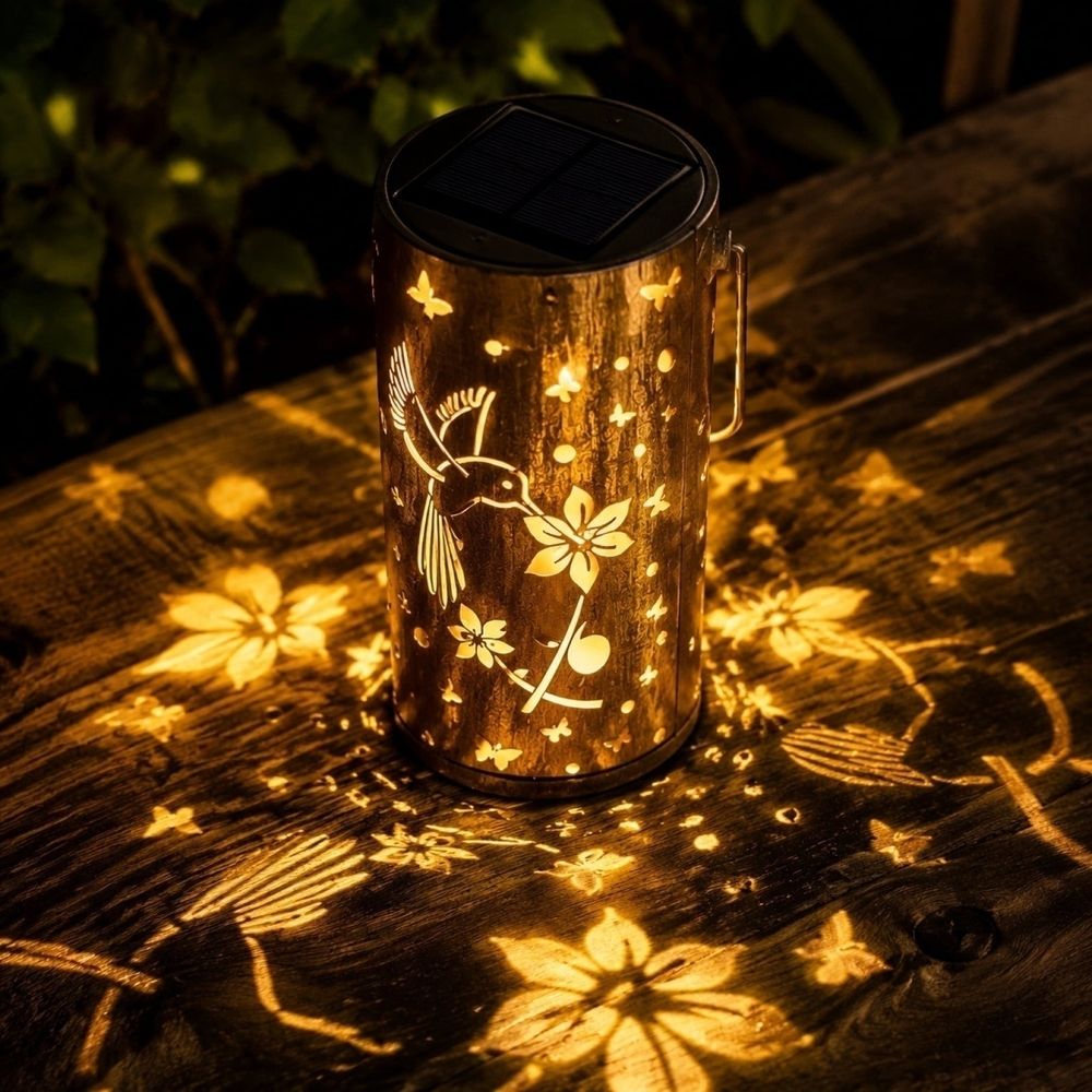 Solar Lantern Outdoor Hanging Metal Garden Light, 7.1x3.9x3.9 Inches Weather-Resistant Decorative Tabletop Lamp with Automatic Dusk to Dawn Sensor for Patio Yard Path Walkway Decor yellow