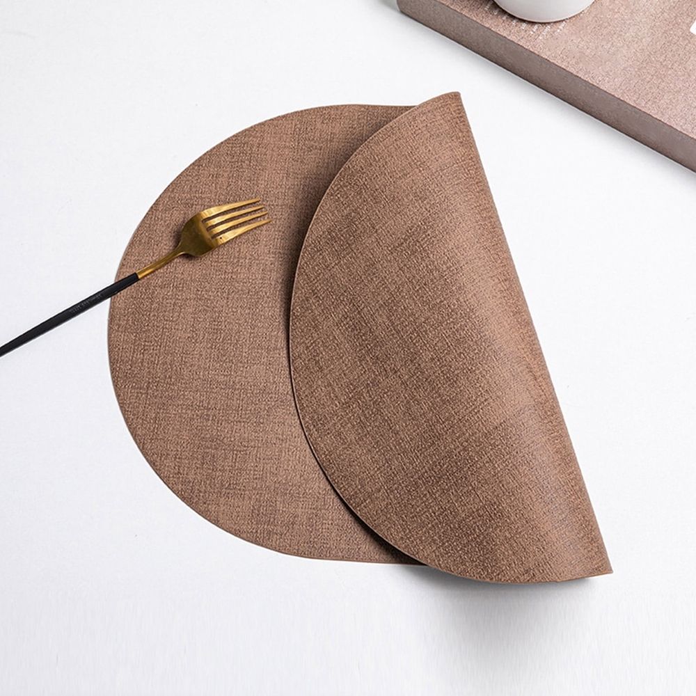 Textured Faux Leather Table Placemats 4 Pack Waterproof Heat Resistant Reversible Oil-Proof Dining Mats 2mm Thick 11.8x17 Inch Home Dining Room Kitchen Protection Decor Brown